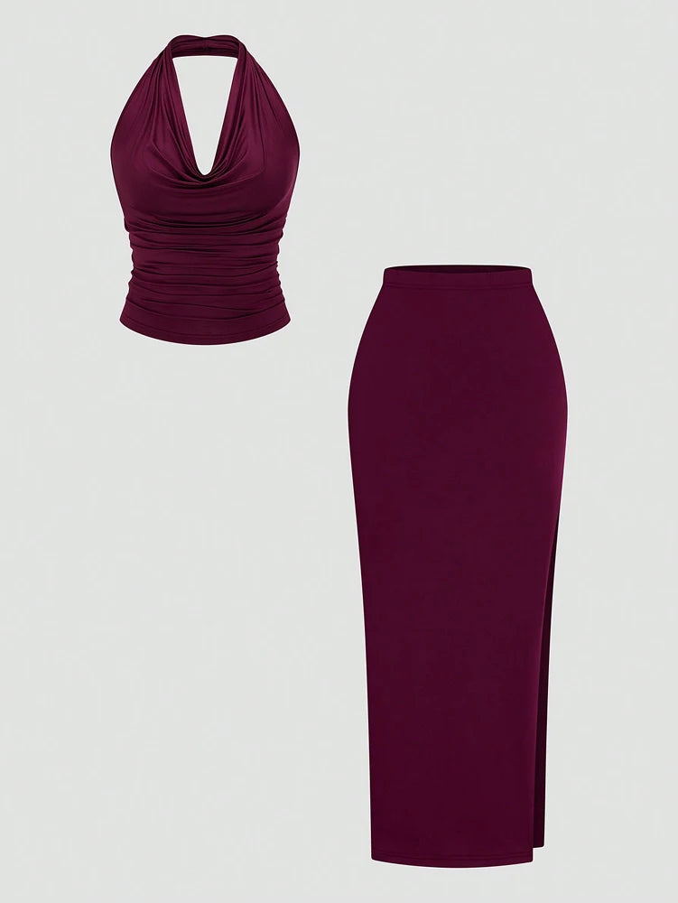 Burgundy Two Piece Set